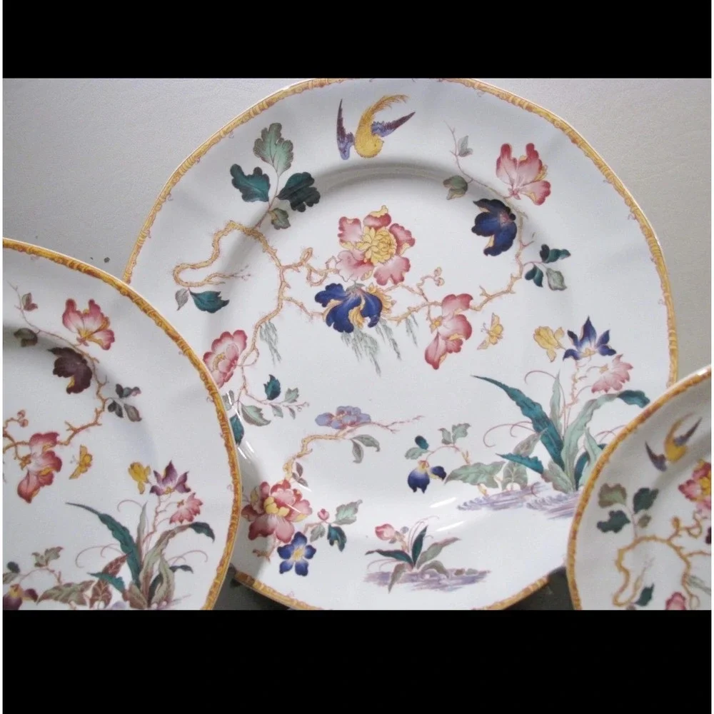 Wedgwood Devon Rose Georgetown Chinoiserie Japonesque England Floral Bird 5pc